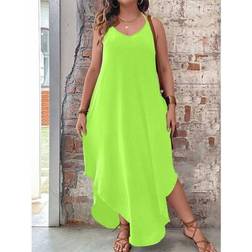 Shein Maxi-Kleid für Damen - Einfarbigem Urlaubsoutfit
