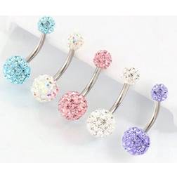Shein Crystal Ball Navel Piercing Jewelry Set - Stainless Steel