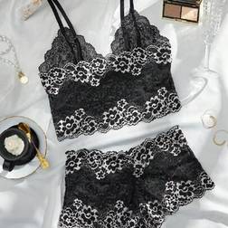 Shein Floral Lace Sexy Lingerie Panty Set