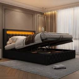 Shein Upholstered 135 x 190 cm Functional Bed With Slatted And Storage Space Frame Bed