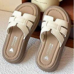 Shein Children/Teen PU Casual Crossover Slider Sandals - Ivory