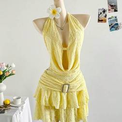 Shein Sexy Damen Kleid Mit Drapiertem Ausschnitt - Rückenfrei