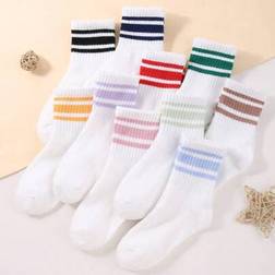 Shein Plain Color & Striped Kids Short Socks - Unisex Neutral Colors