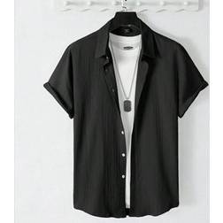 Shein Men Summer Casual Solid Color Short Sleeve Shirt