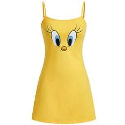 Shein Cute Tweety Cartoon Graphic Cami Sleep Dress - Yellow