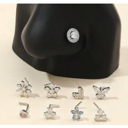 Shein Nose Rings Stud L Bone Screw Shaped - Silver Gold