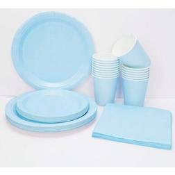 Shein Light Blue Paper Plates Cups And Napkins Tableware Set 50pcs