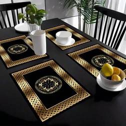 Shein Luxury And Gold Plaid Placemats 1/4/6 Pcs Place Mat Black