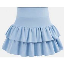 Shein Tween Girls Knitted Solid Color Cute Ruffle Layered Built-In Shorts - Y2K