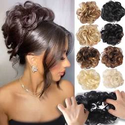 Shein Large Messy Bun Hair Piece Wavy Curly Scrunchies Synthetic Chignon Ponytail Hair Extensions Thick Updo Hairpieces For Women 8-pack