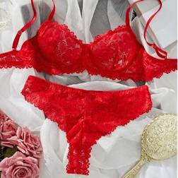 Shein Lace Trim Sexy Lingerie Set - Women