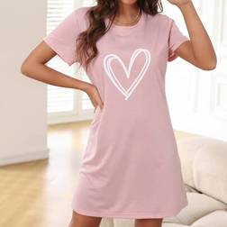 Shein Heart Print Pajama Night Dress