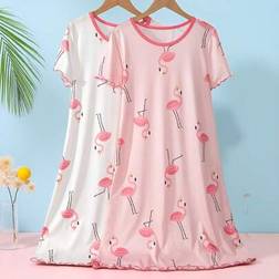 Shein Girl Pajamas Set Flamingo Print - Lightweight