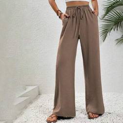Shein Boho Stil Gerade Hose mit Elastischem Bund - Geflecht