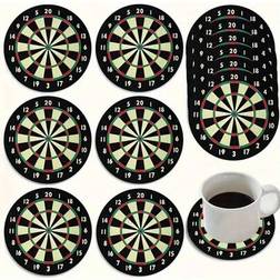 Shein Charming Dartboard Theme Wooden Coaster 6pcs