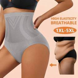 Shein Plus Size Women High Waist Slimming Shorts - Solid Color