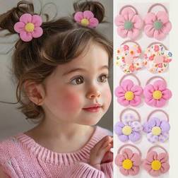 Shein 10 Pcs Pack Baby Girls Fabric Flower Cute Princess Hair Ties