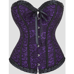Shein Vintage Jacquard Corset With Ruffled Trim - Women's