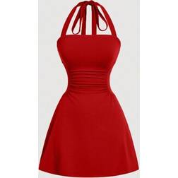 Shein Damen A-Linien Kleid mit Schleifen-Kragen