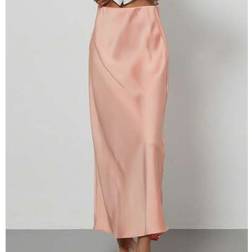 Shein Damen Elastischer Satinstruktur A-Linien Midi-Rock