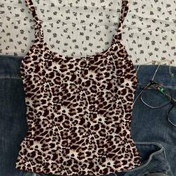 Shein Teen Girls Casual Leopard Print Camisole Tank Top - Sleeveless Snug Fit