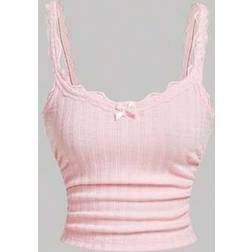 Shein Tween Girl Comfy Casual Minimalist Floral Bow Decor Camisole Top