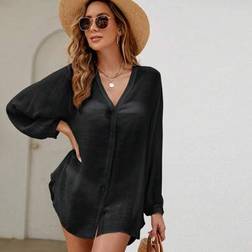Shein Summer Beach Solid Button Front Kimono