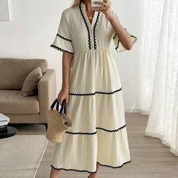 Shein Urlaubsstil 3D Wellen Rüschen Saum Kleid - Frauen