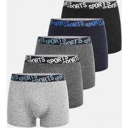 Shein 5-Pack Tween Boys Colorblock Letter Elastic Waist Boxer Briefs - Casual Sportswear