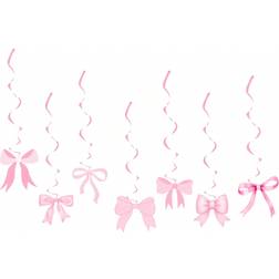 Shein 7pcs Pink Bow Party Hanging Swirls Decorations