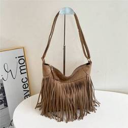 Shein Solid Color Fashionable Personalized Tassel Handbag - Large Capacity