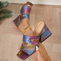 Shein Fashion Sexy Peep Toe Women High Heel Sandals - Glitter Chunky Heels