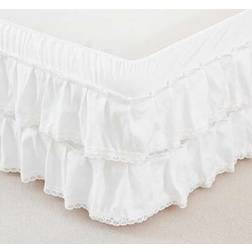 Shein Polyester Solid Color Bed Skirt 1pc Valance Sheet White