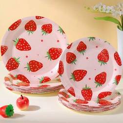 Shein Strawberry Design Paper Plates 25pcs