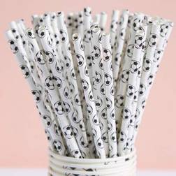 Shein Soccer Football Themed White Background Paper Drinking Straws 10/25/50/100 Pcs