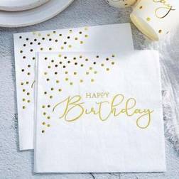 Shein Gold Happy Birthday Disposable Napkins 13 Inches 25pcs