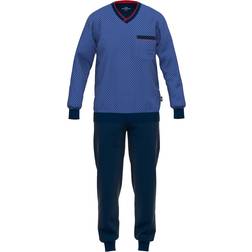 Götzburg Men's V-Neck Pyjamas - Blue Dark Uni