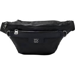 HUGO Twill Belt Bag with Metallic Stacked Logo - Black