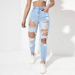 Shein Damen Skinny Fit Ripped Jeans