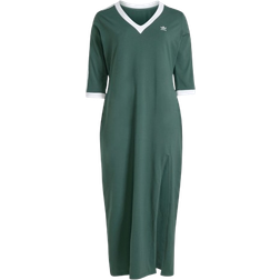 adidas Women's Adicolor Classics 3-Stripes V-Neck Maxi Dress Plus Size - Mineral Green