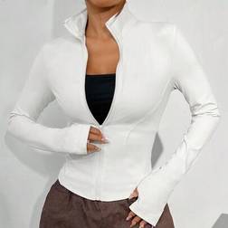 Shein Damen Gestrickte Jacke Zum Sonnenschutz - Weiß