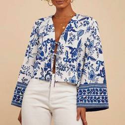 Shein Urlaubsbluse Mit Lockerem Blumenprint - Damen