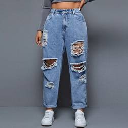 Shein Übergröße Zerrissene Lose Jeans