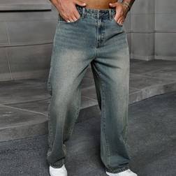 Shein Herren Lässig Gewaschen Tiejtaille Gerade Bein Baggy Jeans
