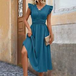 Shein Elegantes Damen Kleid mit Rüschen-Saum - Geraffter