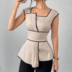 Shein Damen Bluse Kontrastfarben Saum - Elegant