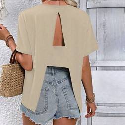 Shein Damen Lässiges T-Shirt Mit Rückenschlitz - Sommer-Shirt