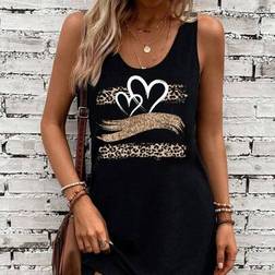 Shein Minimalistisches Ärmelloses Kleid Herz- und Leopardenmuster - Sommer