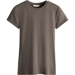 H&M Fitted T-shirt - Dark Greige