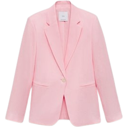 Mango Boreli Linen Suit Blazer - Light Pink